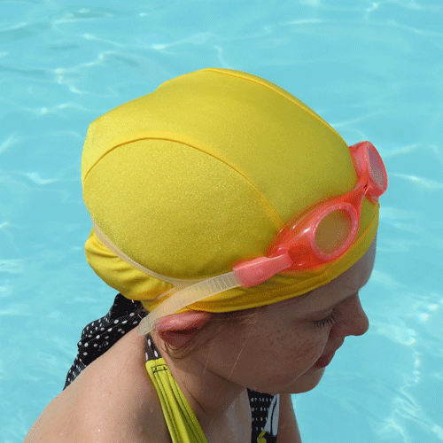 yellow swimming cap