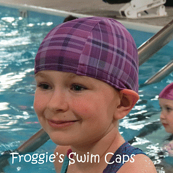 Lycra Swim Cap - Purple Plaid