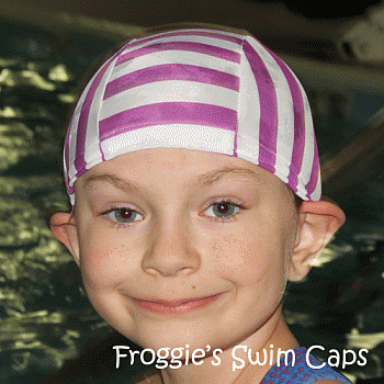 Lycra Swim Cap - Plum Stripe