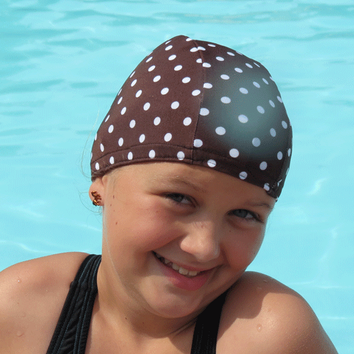 Lycra Swim Cap - Brown Polka Dot