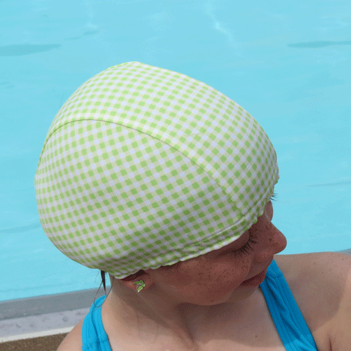 Lycra Swim Cap - Green Gingham