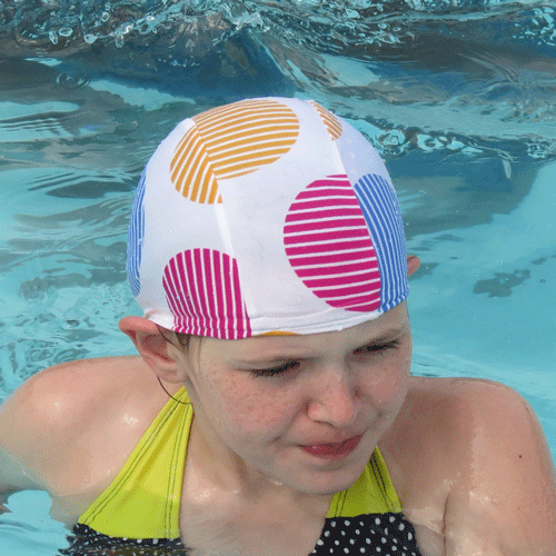 Lycra Swim Cap - Striped Dots