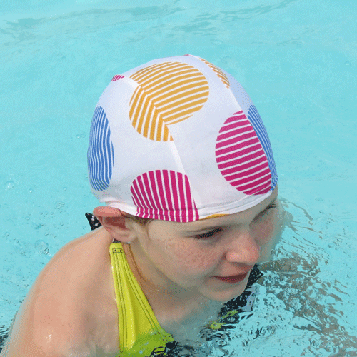 Lycra Swim Cap - Striped Dots