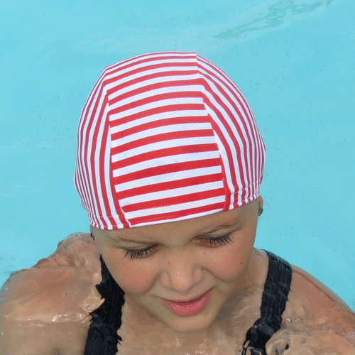 Lycra Swim Cap - Red Stripe