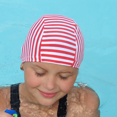 Lycra Swim Cap - Red Stripe