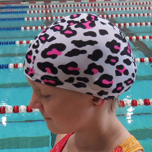 Lycra Swim Cap - Pink Leopard