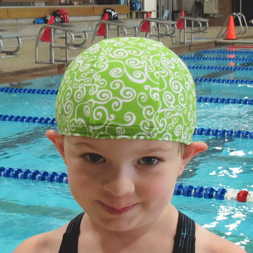 Lycra Swim Cap - Green Swirls
