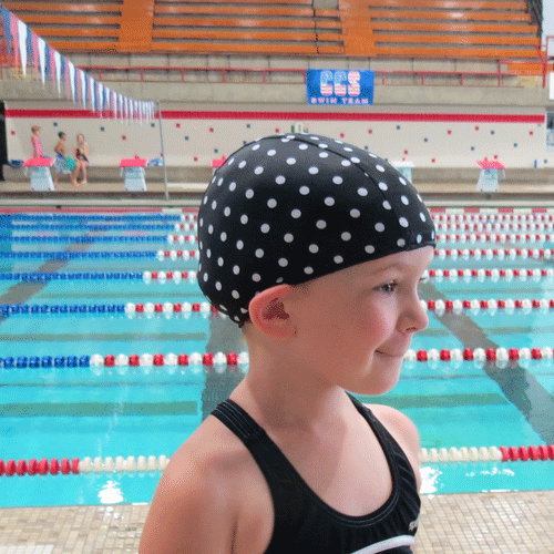 Lycra Swim Cap - Black Polka Dot